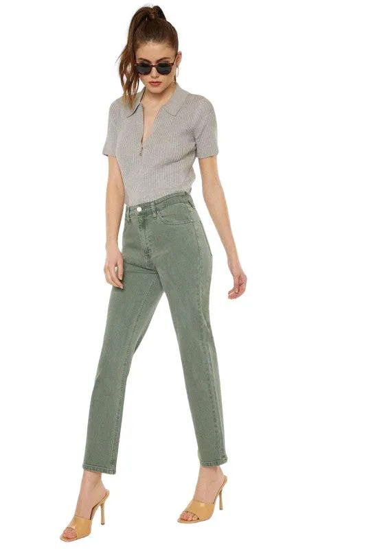 Kancan Olive Ultra High Rise Straight Jeans