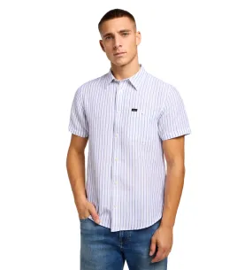 Lee striped men's short sleeve shirt 4112349347 blue