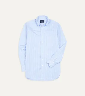 Light Blue Bengal Stripe Cotton Poplin Button-Down Shirt