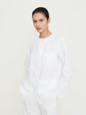 Linen Shirt Jacket in White