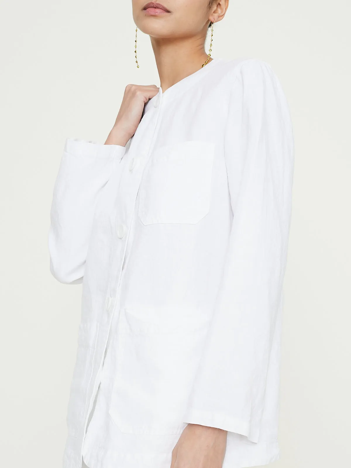 Linen Shirt Jacket in White