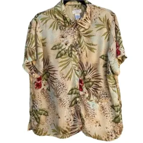 Liz Claiborne Woman Floral Lightweight Semi Sheer Women's Hawaiian Golf Shirt