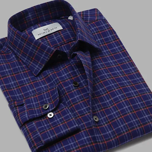 Lumbar Blue & Red Brushed Cotton Check Shirts