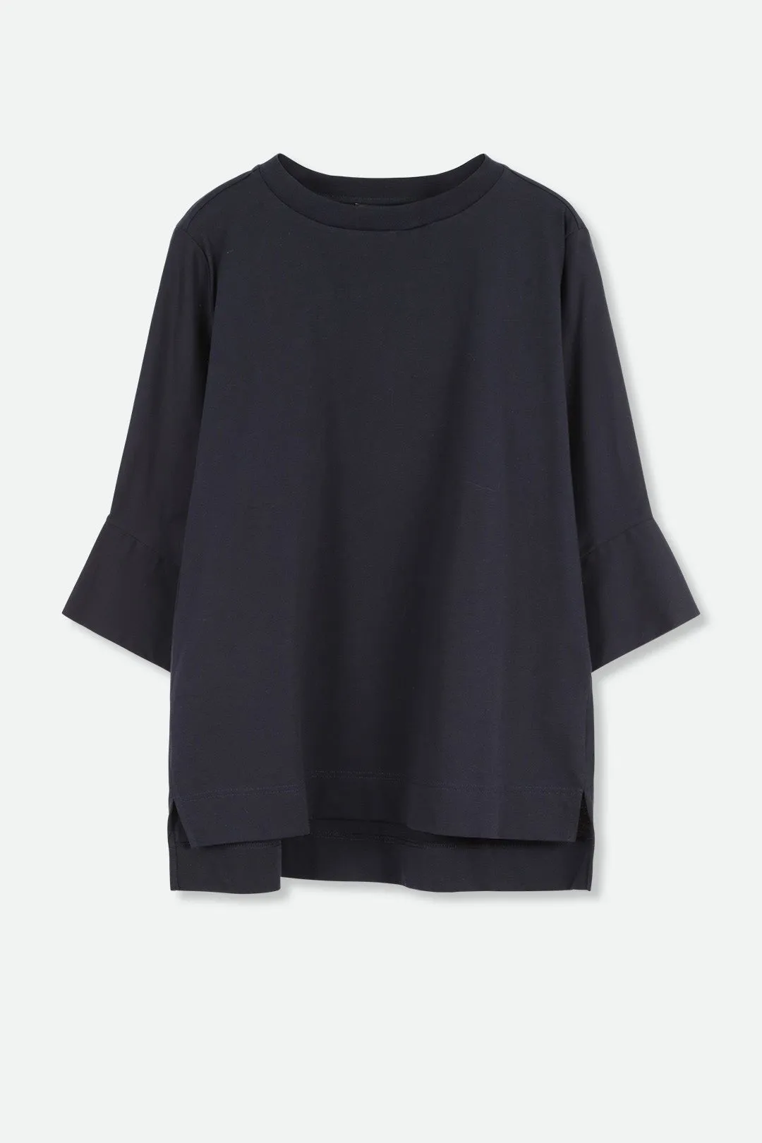 MANDA WIDE CUFF TOP IN ITALIAN JERSEY AND POPLIN COTTON