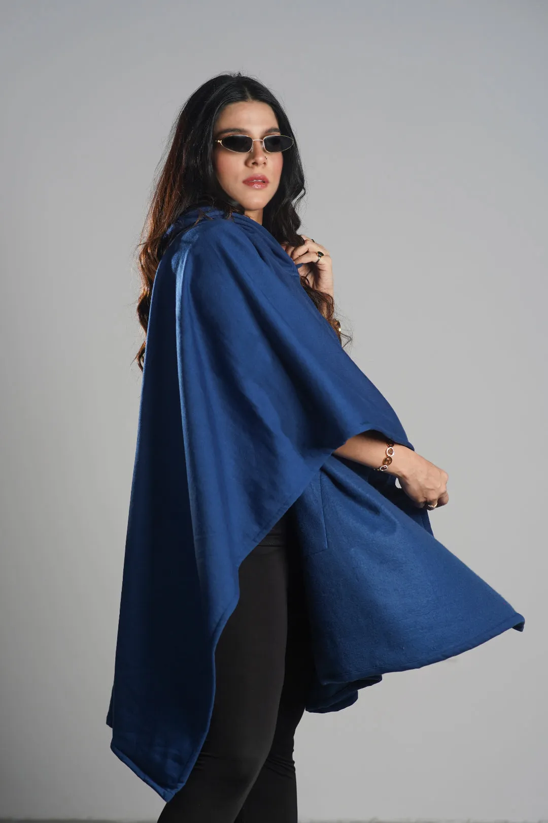 MarineBlue Poncho Hoodie