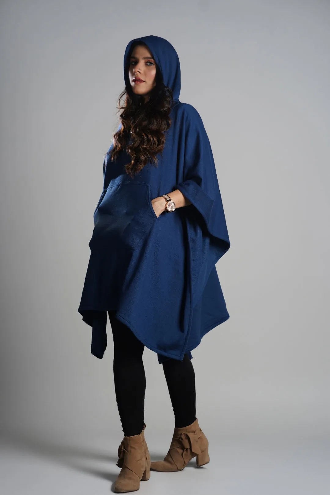 MarineBlue Poncho Hoodie