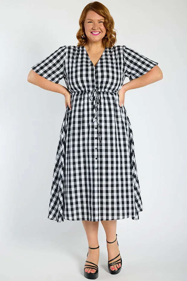 Marley Gingham Black Dress