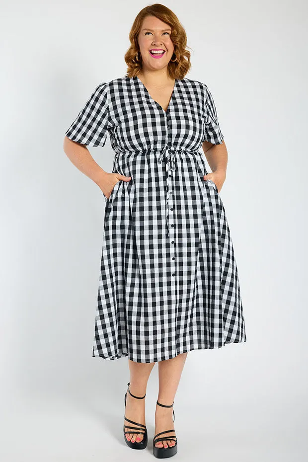 Marley Gingham Black Dress