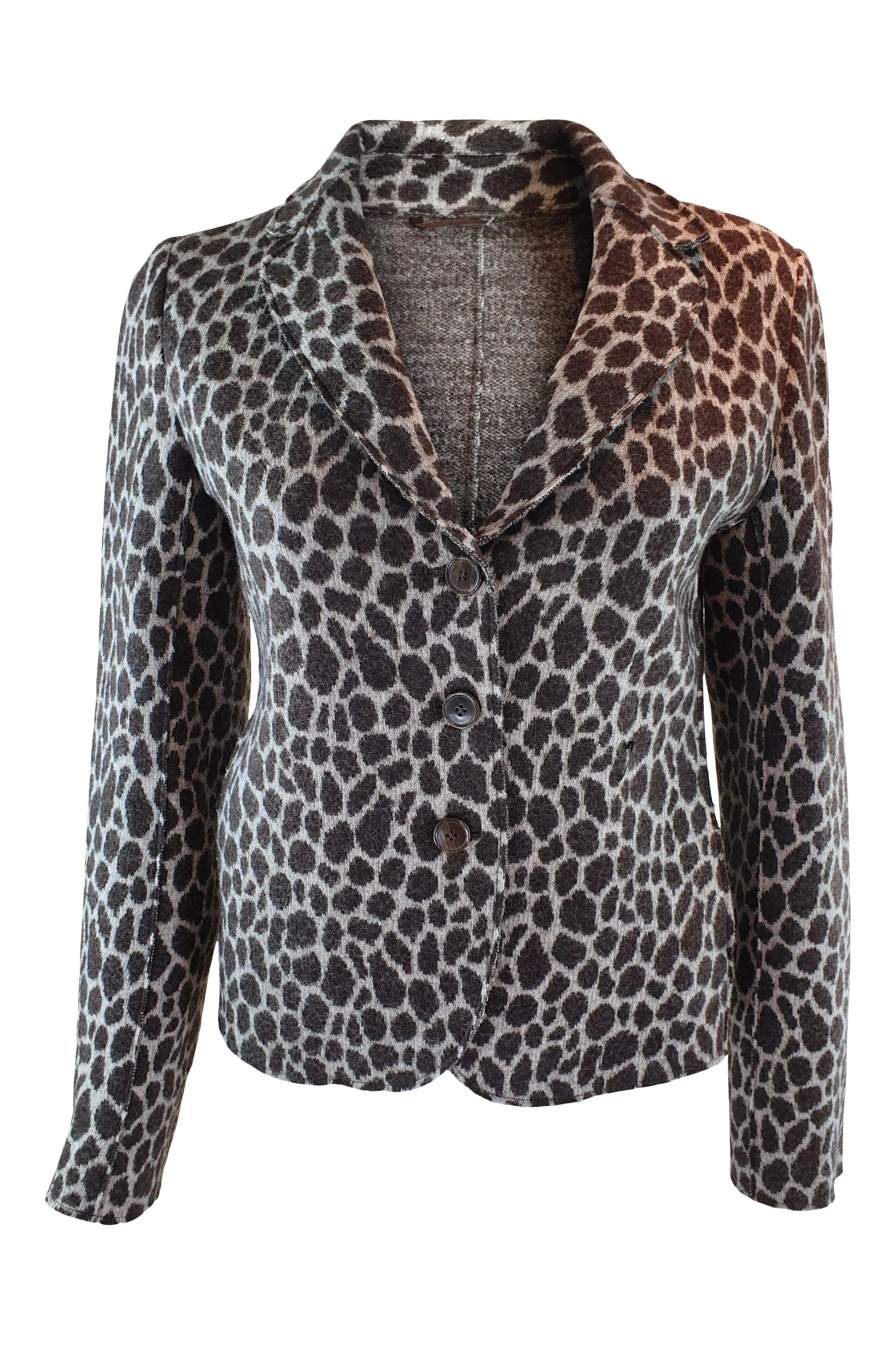 MAX MARA Weekend 100% Virgin Wool Brown Leopard Print Jacket (UK 10)