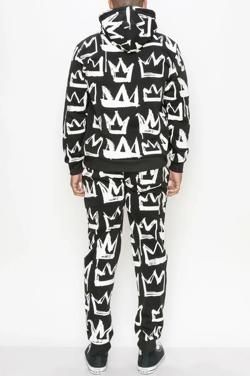 Men king Print Fleece-Lined Set