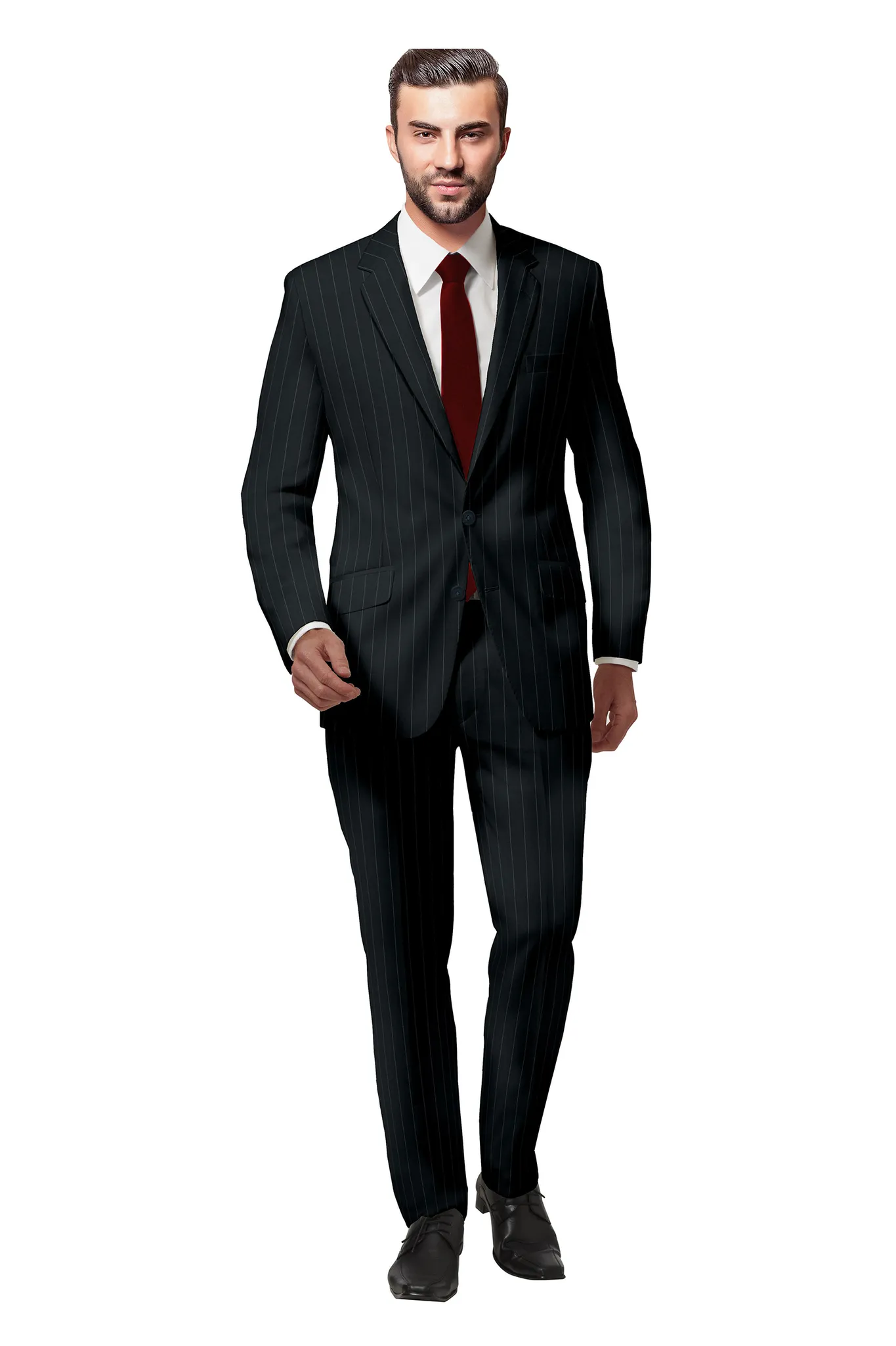 Milano Black Broad Stripe Suit – Custom Tailored for Timeless Elegance