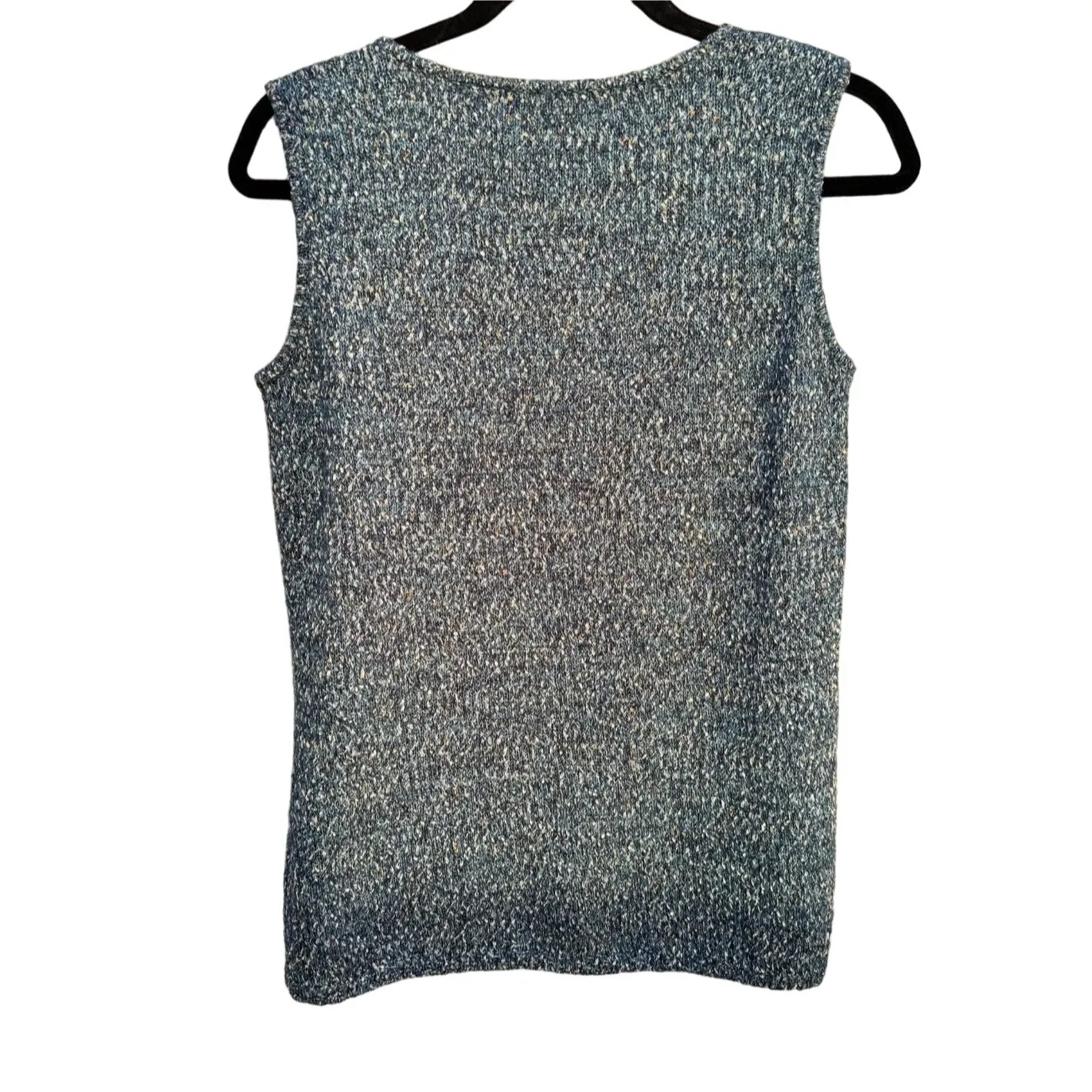 Modern Soul Knit Sleeveless Blue Gray Metallic Women's Lightweight Sweater Blouse