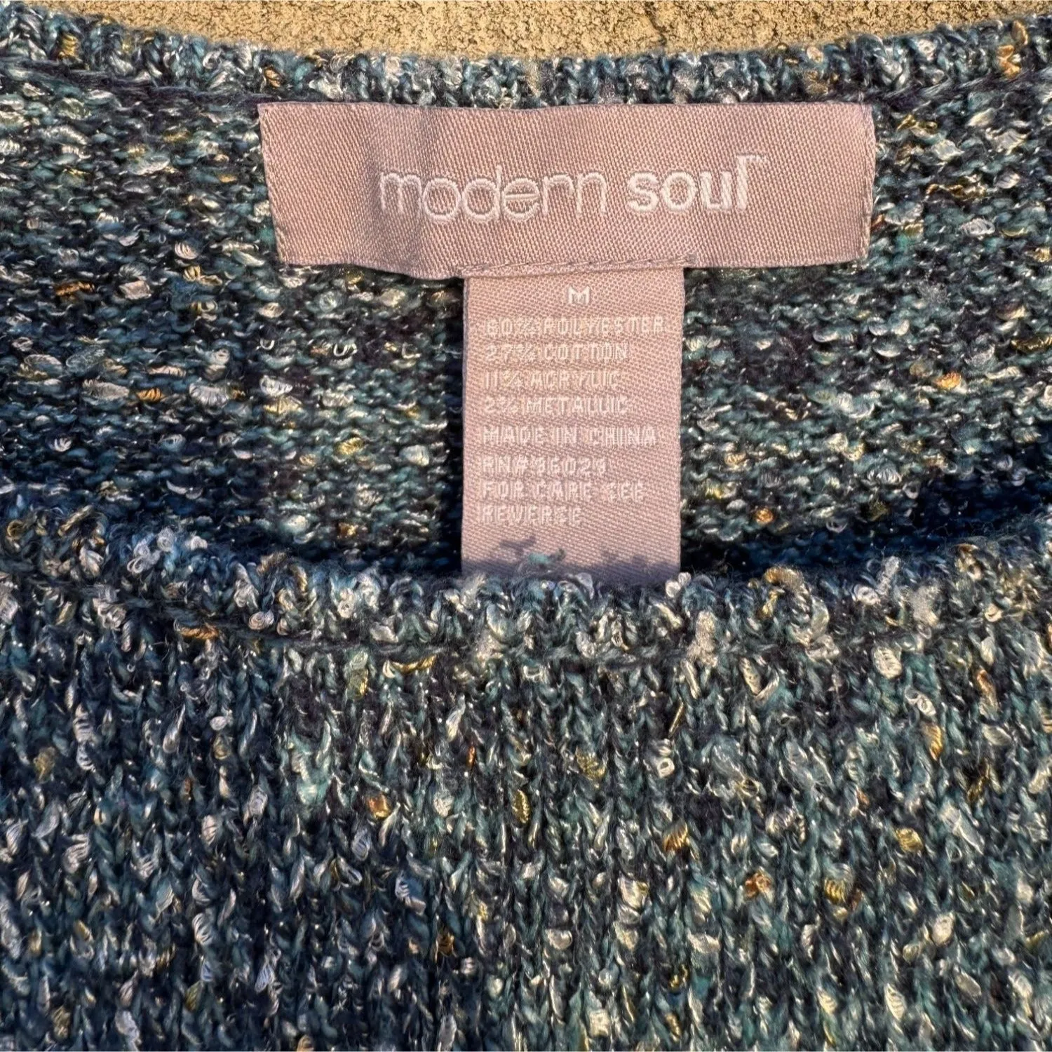 Modern Soul Knit Sleeveless Blue Gray Metallic Women's Lightweight Sweater Blouse