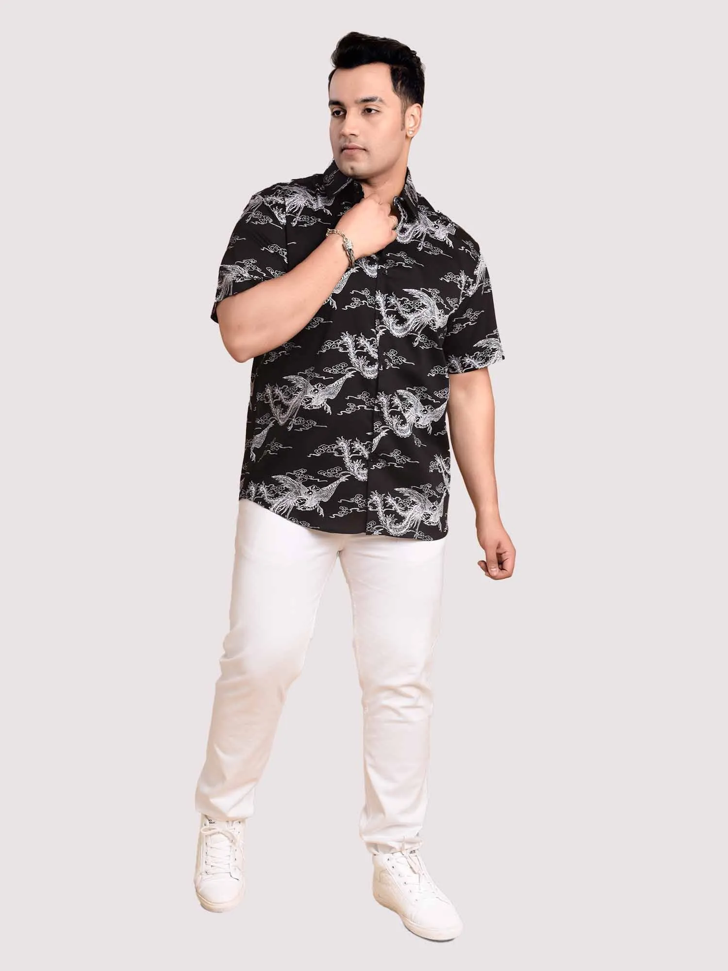 Oasis Of Imagination Black Digital Printed Shirt Men's Plus Size