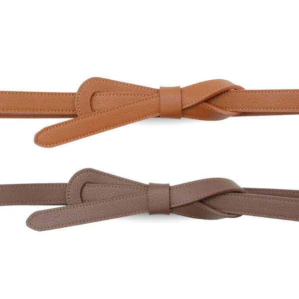 OLIVIA - Women's Tan Genuine Leather Knot Waist Belt