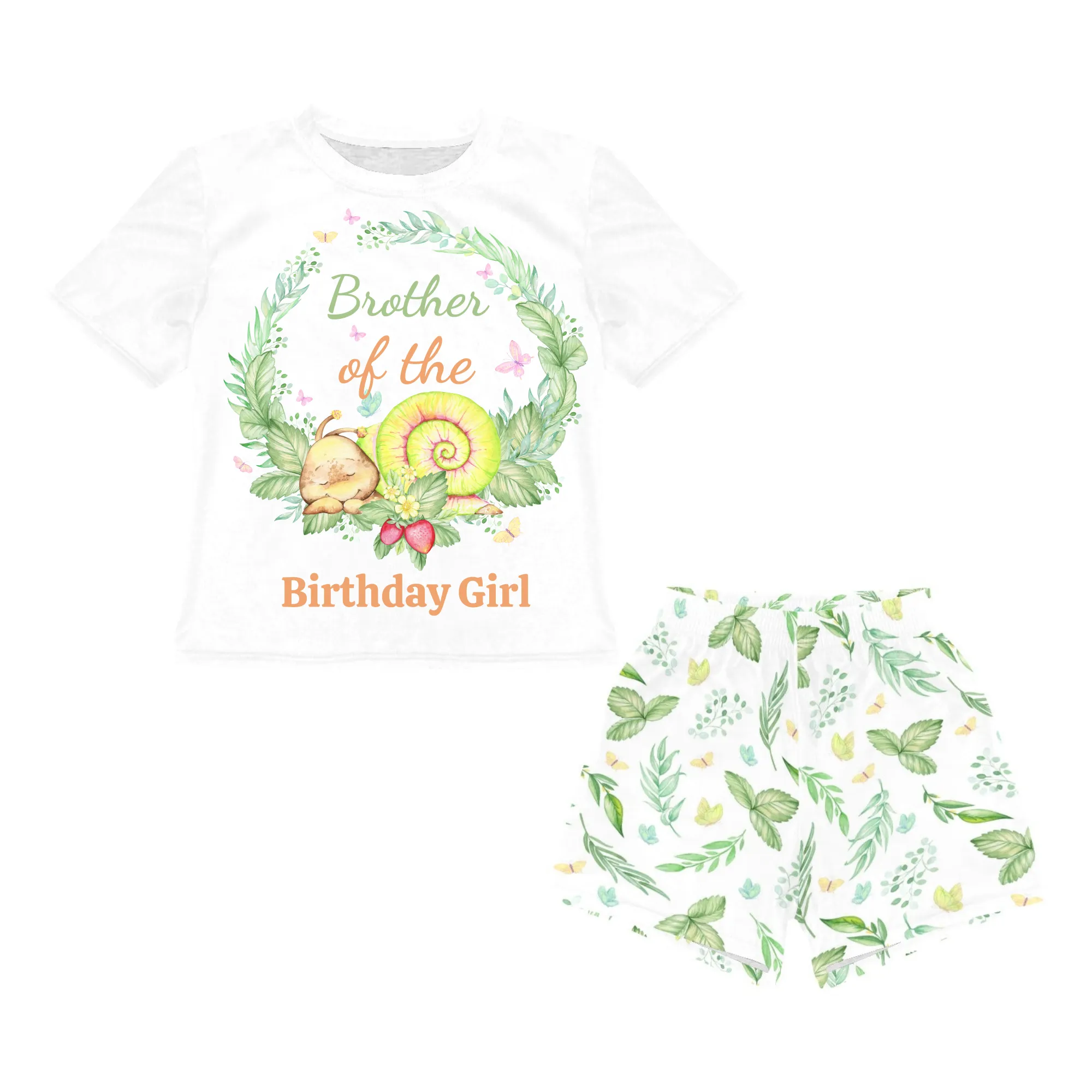 Personalised Snail Matching Birthday Shirt and Short Sets