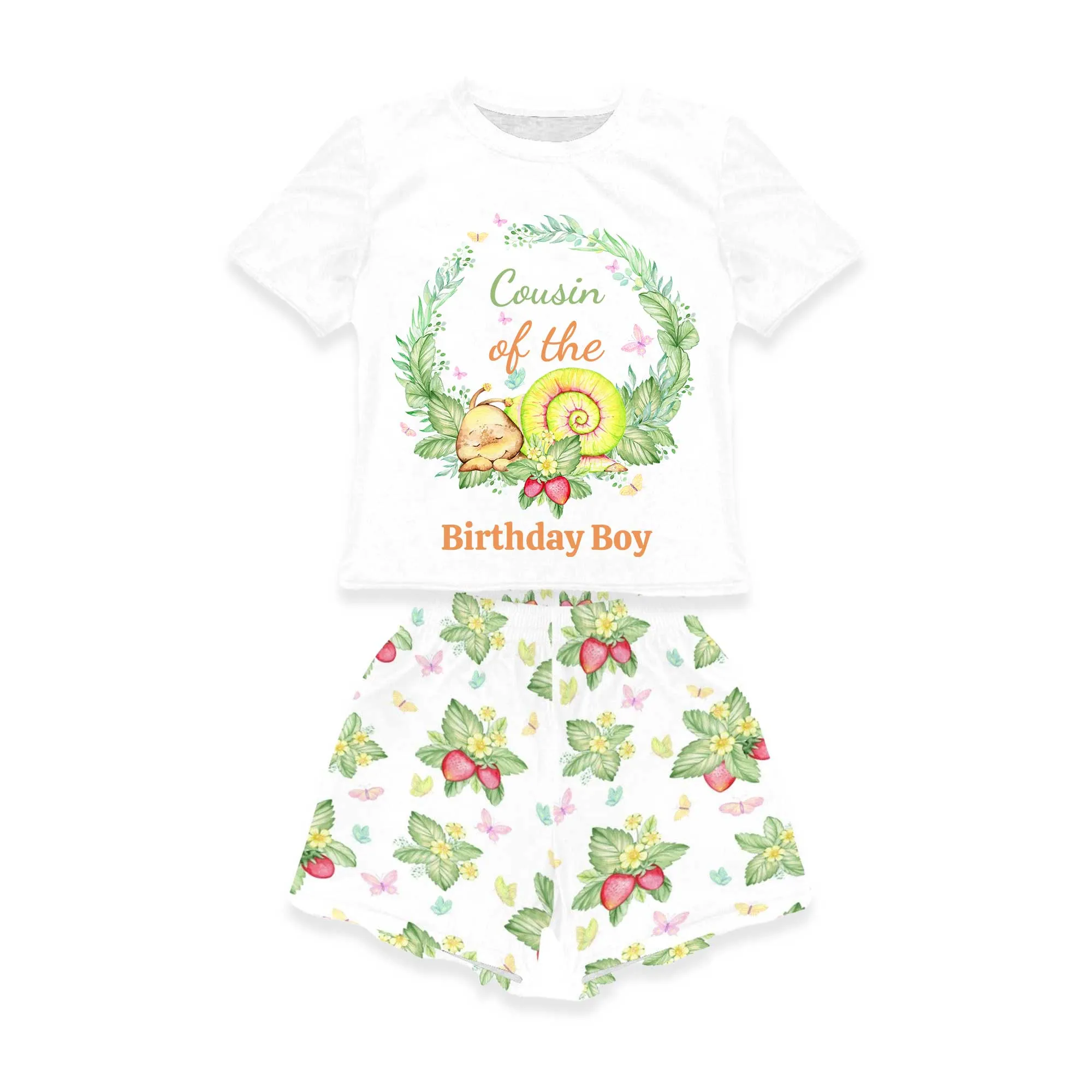 Personalised Snail Matching Birthday Shirt and Short Sets