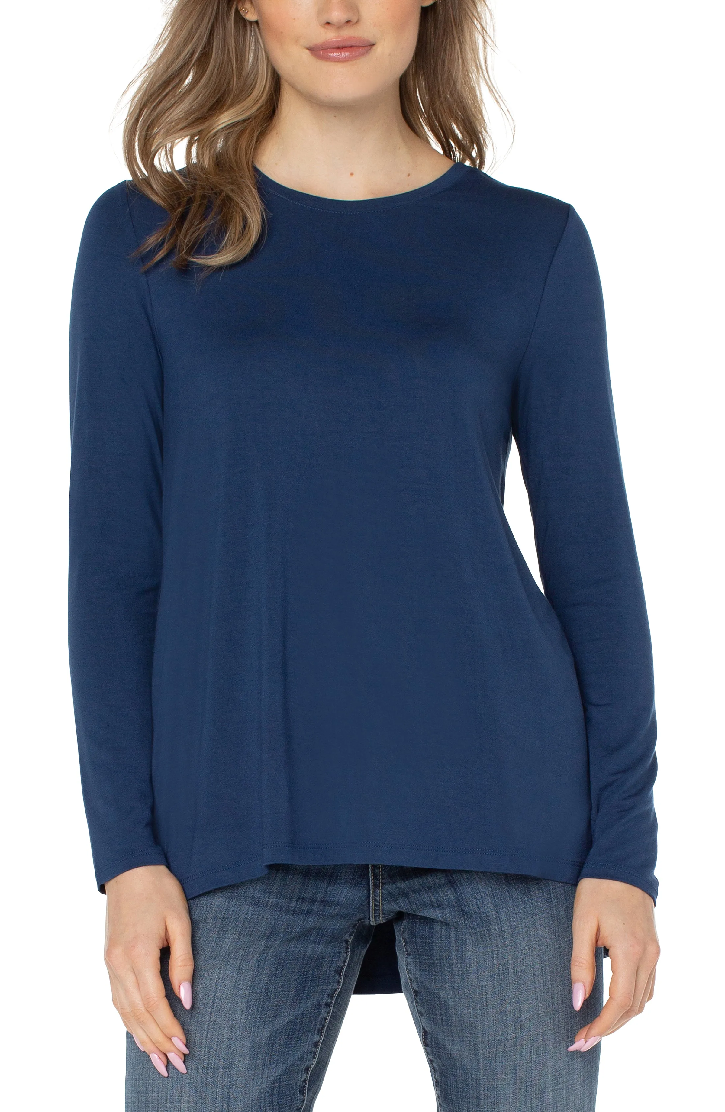 PETITE LONG SLEEVE SCOOP NECK TEE