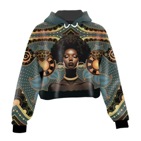 Powerful Woman in Patterns Cropped Hoodie