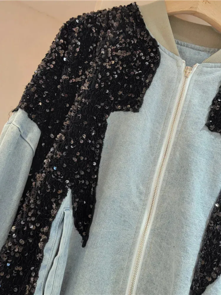 Pre Order:  Sequin Denim Loose Jacket