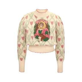 Pre Order:  Tulip Jacquard Embroidered Sweater