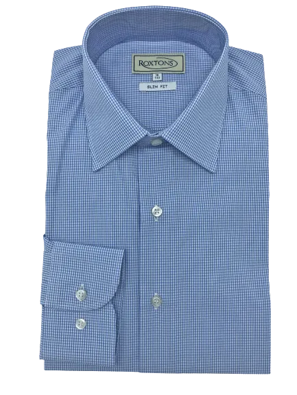 Roxtons Slim Fit Shirt Blue Check