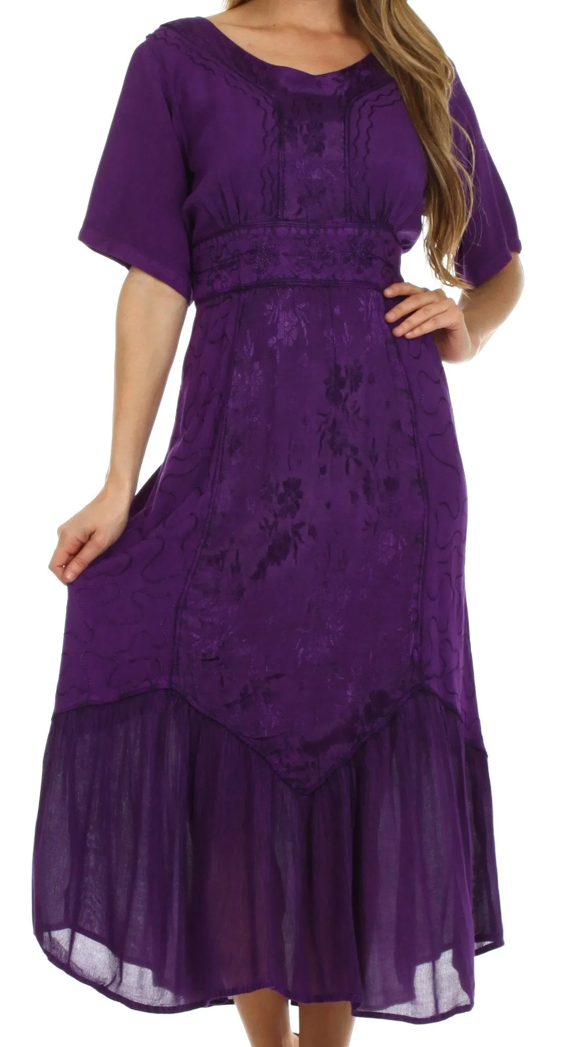 Sakkas Arabella Embroidered Empire Waist Dress