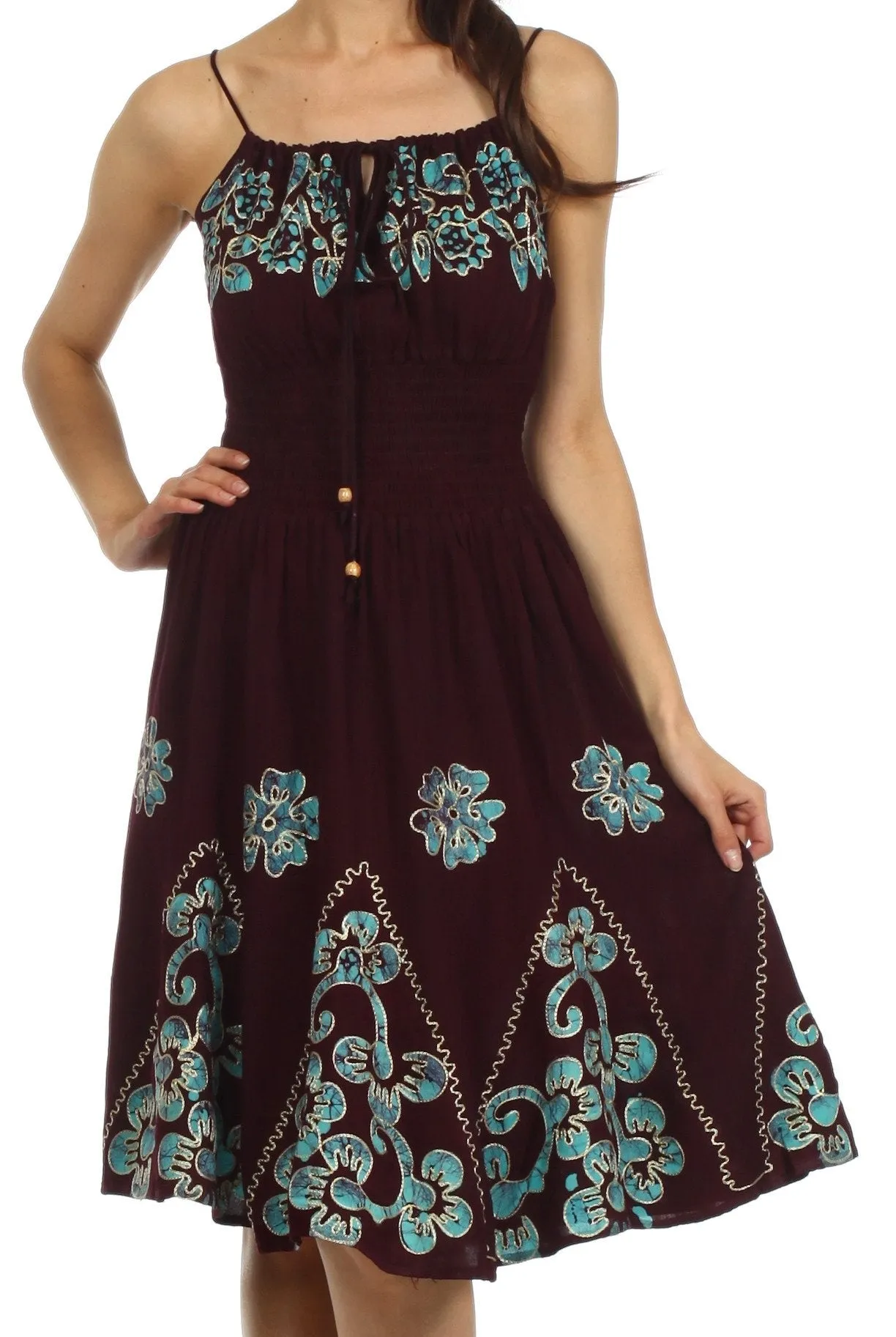 Sakkas Dharini Batik Smocked Empire Waist Dress