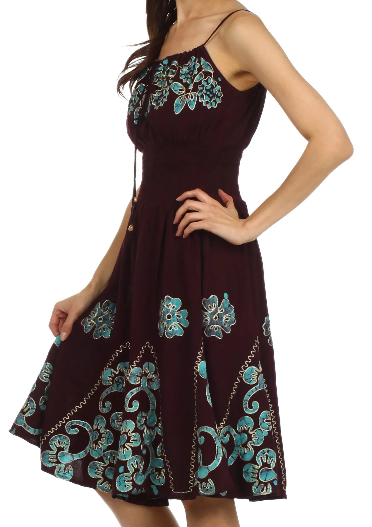 Sakkas Dharini Batik Smocked Empire Waist Dress