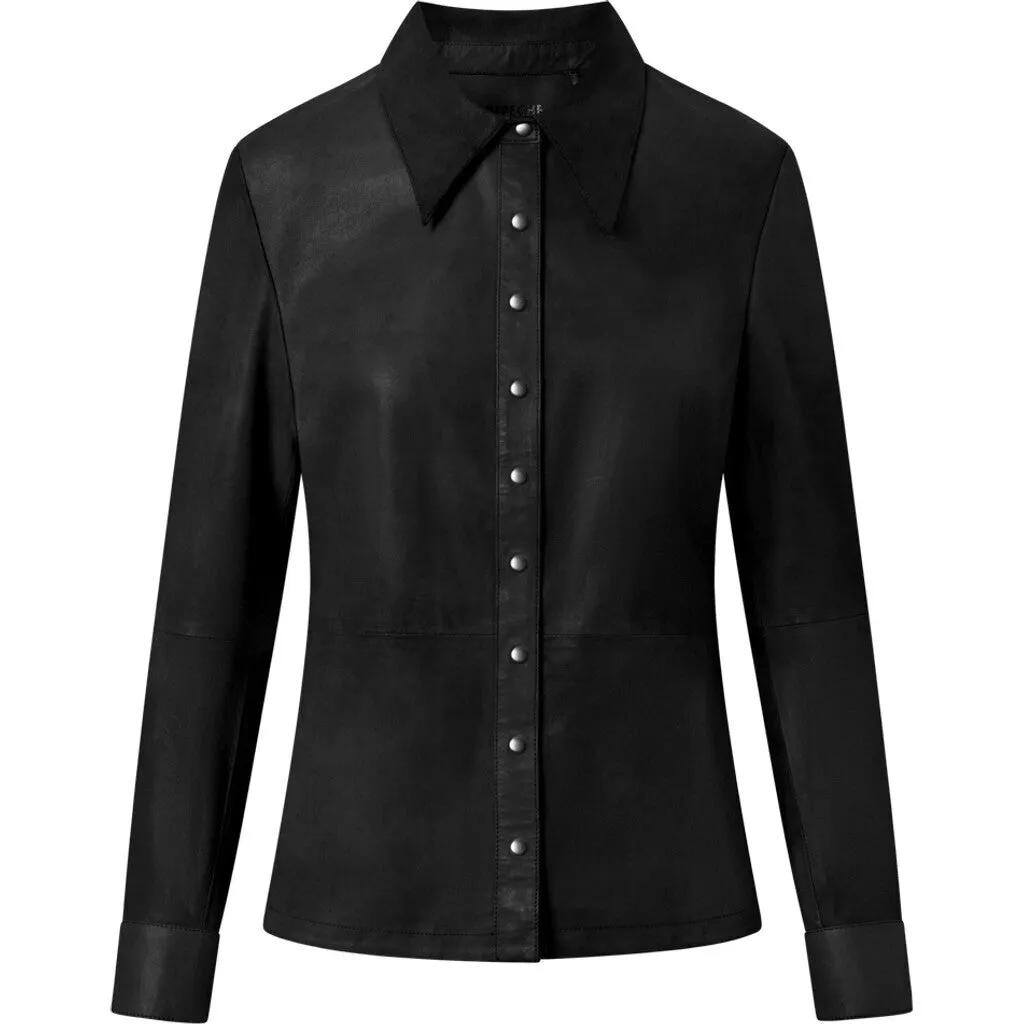 Simple and classic shirt in soft leather / 50596 - Black (Nero)