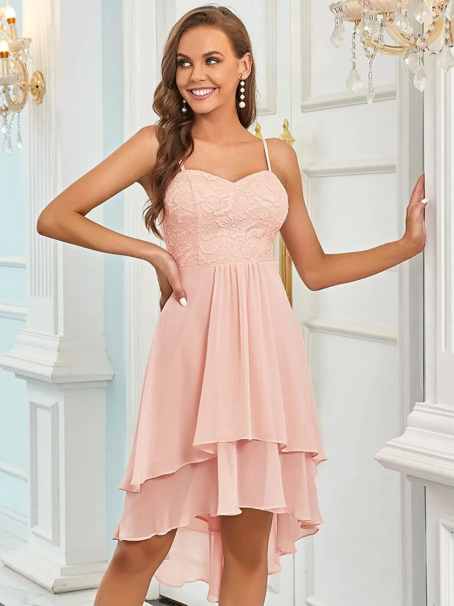 Spaghetti Straps Knee-length Casual Chiffon Wedding Dress