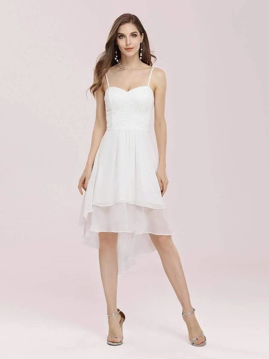 Spaghetti Straps Knee-length Casual Chiffon Wedding Dress