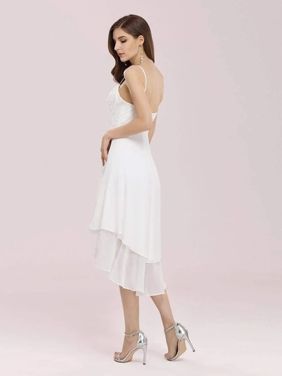 Spaghetti Straps Knee-length Casual Chiffon Wedding Dress