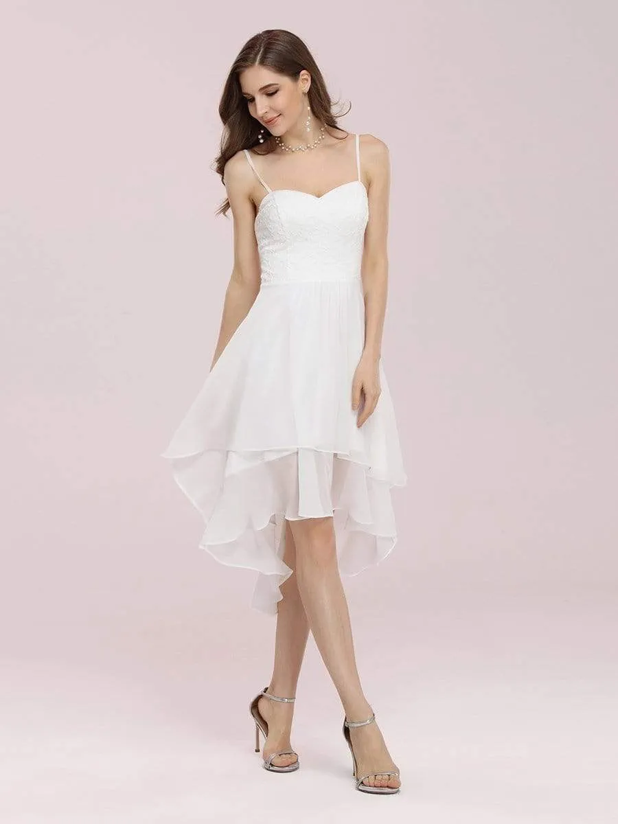 Spaghetti Straps Knee-length Casual Chiffon Wedding Dress