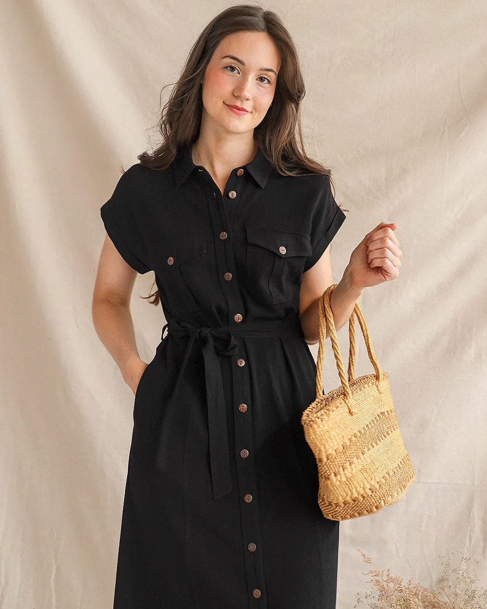 Sybille Shirt Dress - Black