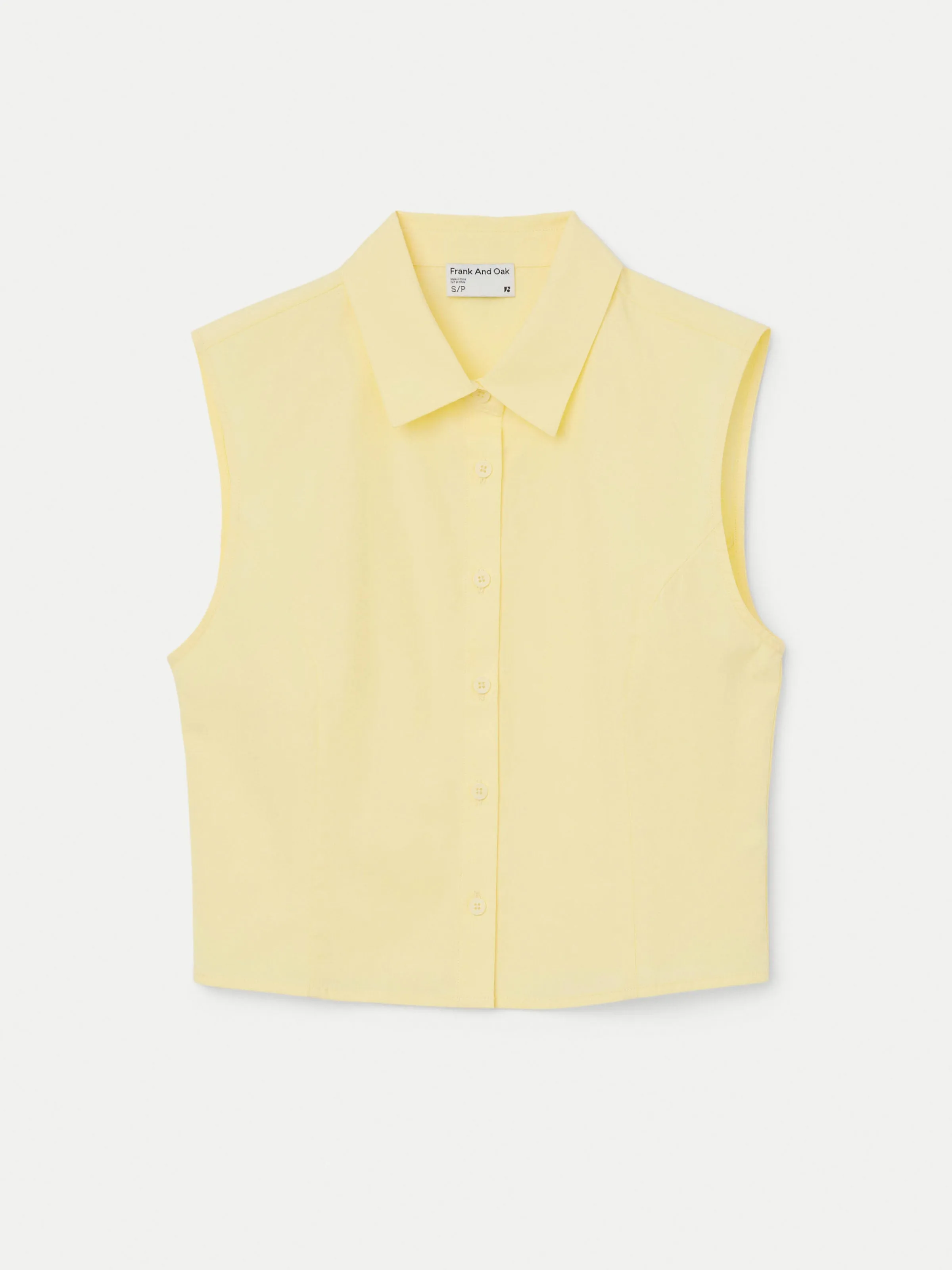 The Sleeveless Crisp Poplin Shirt in Pastel Yellow