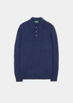 Tresswell Geelong Wool Long Sleeve Polo Shirt in Indigo - Regular Fit