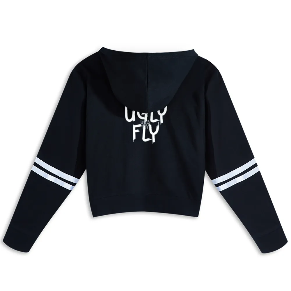 Ugly Fly Women's Long Sleeve Cotton Crop Hoodie