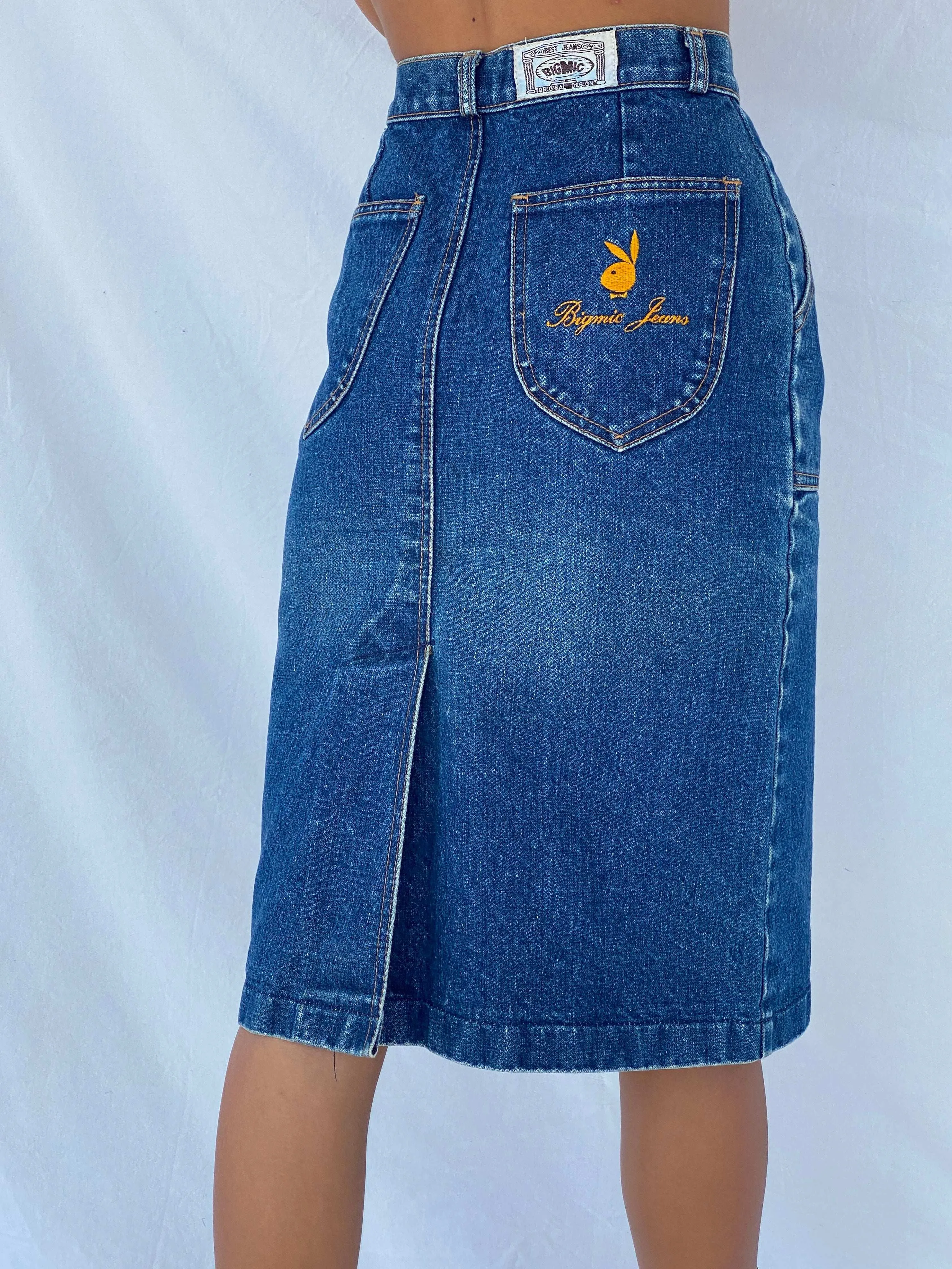 Vintage BIGMIC Jeans Midi Denim Pencil Skirt