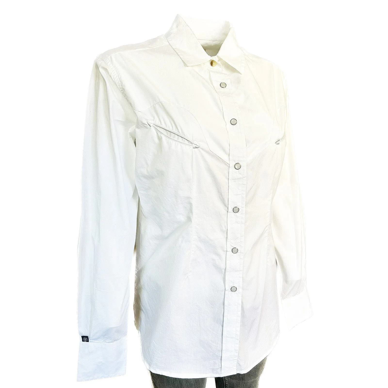 Women's Solid White 100% Cotton Western Shirt